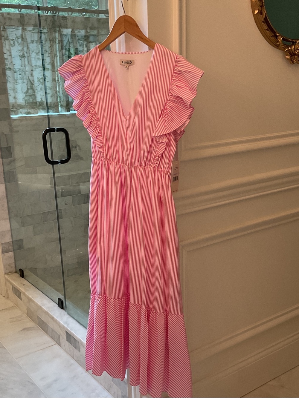 Nanette Lepore Pink & White Striped Maxi Dress